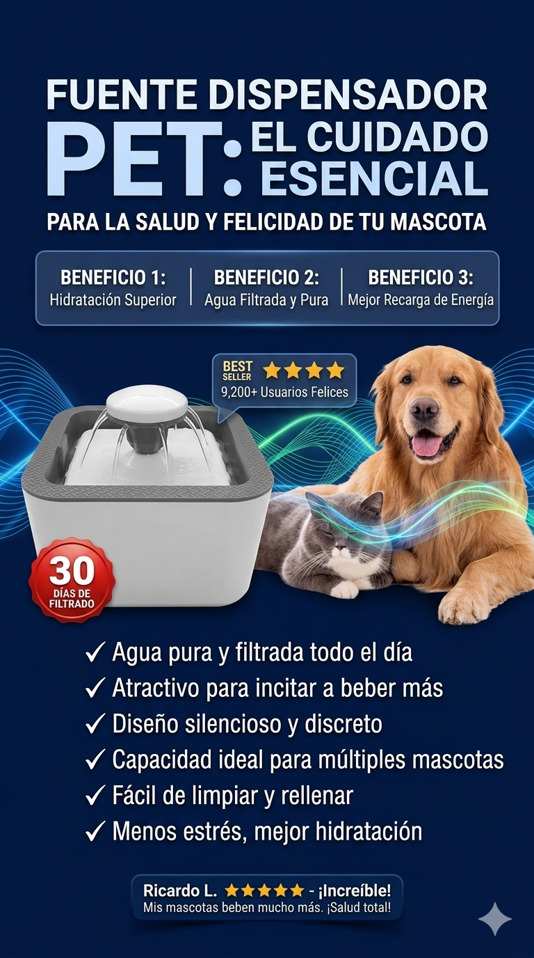 AGUA EN MOVIMIENTO = SALUD: Invierte en la Salud de tu Mejor Amigo con esta Fuente Deluxe