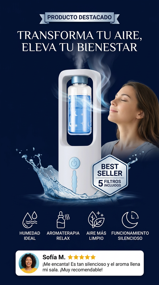 ¡SALVA TU PIEL Y TU SALUD! Este humidificador es un OASIS en tu bolsillo... ¡Respira aire puro ahora!